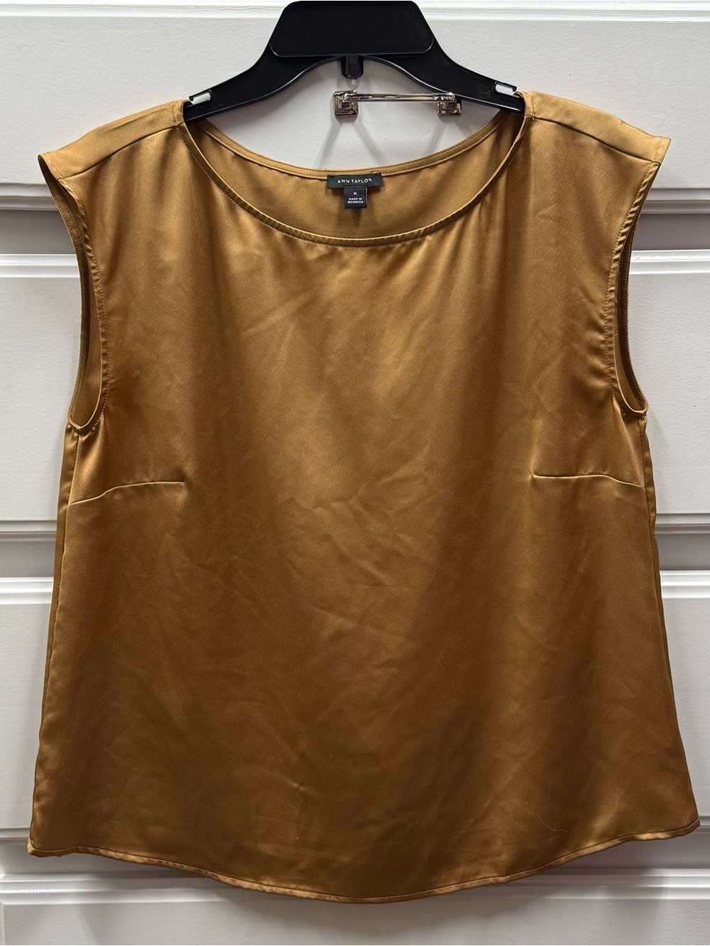 Ann Taylor Gold Satin Sleeveless Shell Top